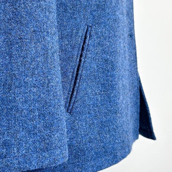 Lands' End Blue 100% Wool Collared Button Front Jacket Coat - Picture 8 of 9